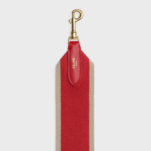 NEW Celine Short Bag Strap in Calfskin Red / Natural - Picture 3 of 7